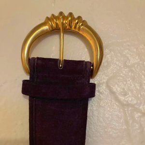 Vintage 1987 PLum Suede Express Large Buckle Belt -S